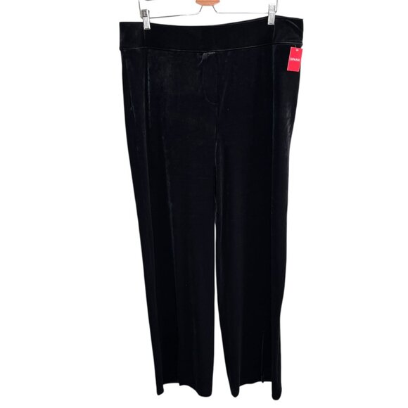 Spanx Womens Velvet Very Black Front Slit Pants Plus Size 2X 20396r - Picture 1 of 7